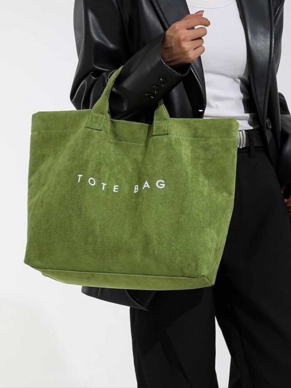 TOTE BAG Green Suede Tote Bag